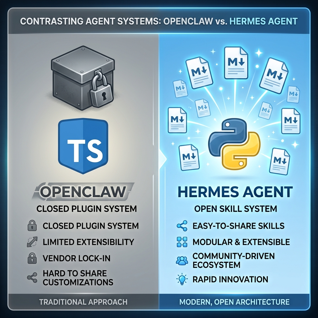 Hermes VS OpenClaw 对比图
